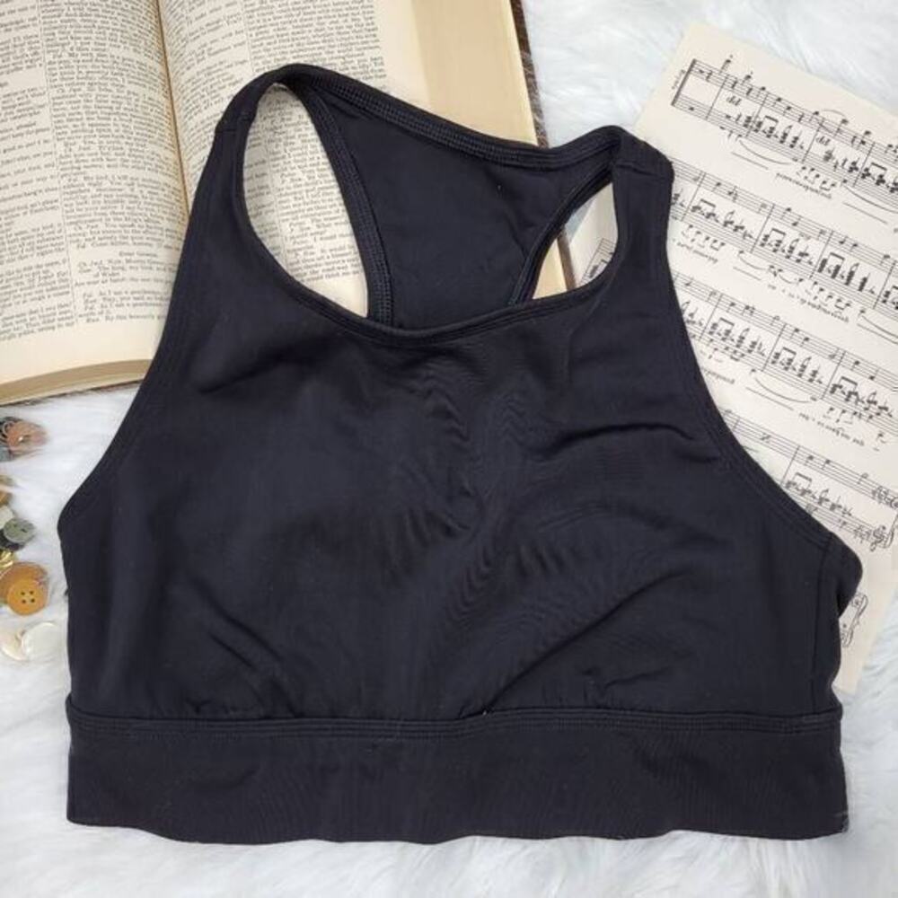5/$25 Aerie Women's Racerback High-Neck Athletic Sports Bra Black‎ Size Large